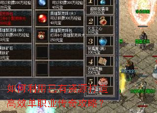 如何利用已有资源打造高效单职业传奇攻略? 如何利用已有资源打造高效单职业传奇攻略?