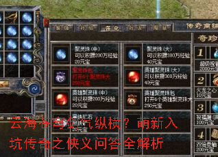 云海苍穹剑气纵横?萌新入坑传奇之侠义问答全解析 云海苍穹剑气纵横?萌新入坑传奇之侠义问答全解析