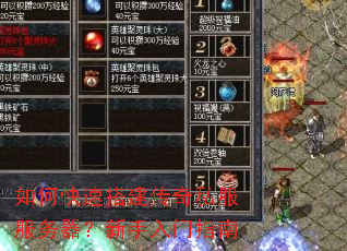 如何快速搭建传奇私服服务器?新手入门指南 如何快速搭建传奇私服服务器?新手入门指南